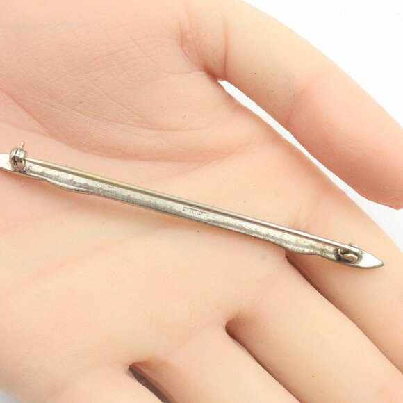 STERLING SILVER ANTIQUE ART DECO PASTE GLASS PIN - Picture 7 of 8